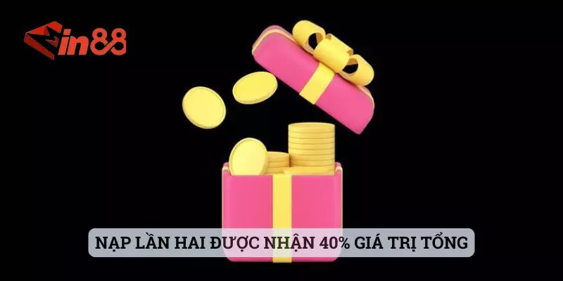 Nạp lần hai được nhận 40% giá trị tổng Nạp lần hai được nhận 40% giá trị tổng